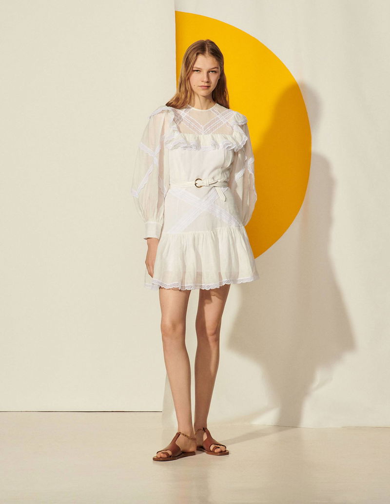 sandro short dress with ruffles Short knit dress with ruffles blue For Women