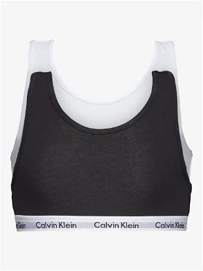 Calvin Klein Kids' Bralette, Pack of 2, Black/White at John Lewis & Partners