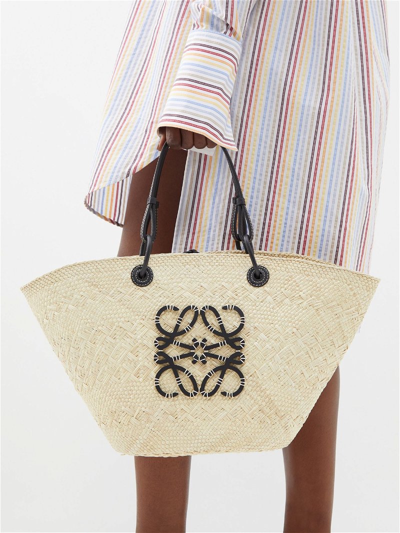 Loewe Anagram Basket Bag in Iraca Palm and Leather (medium)