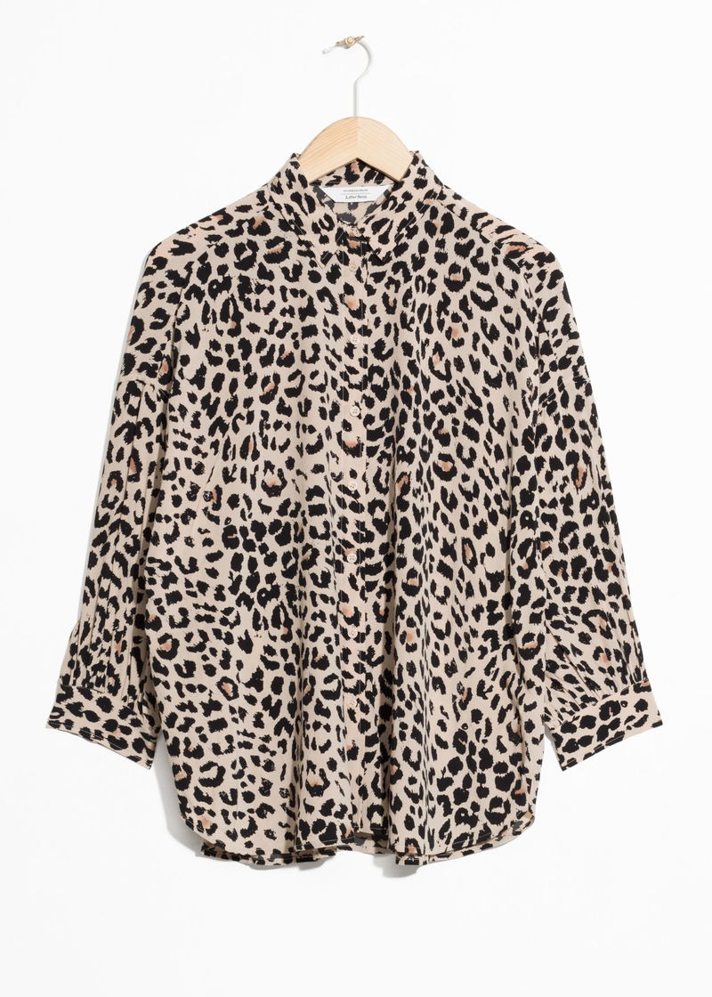 leopard print button down blouse