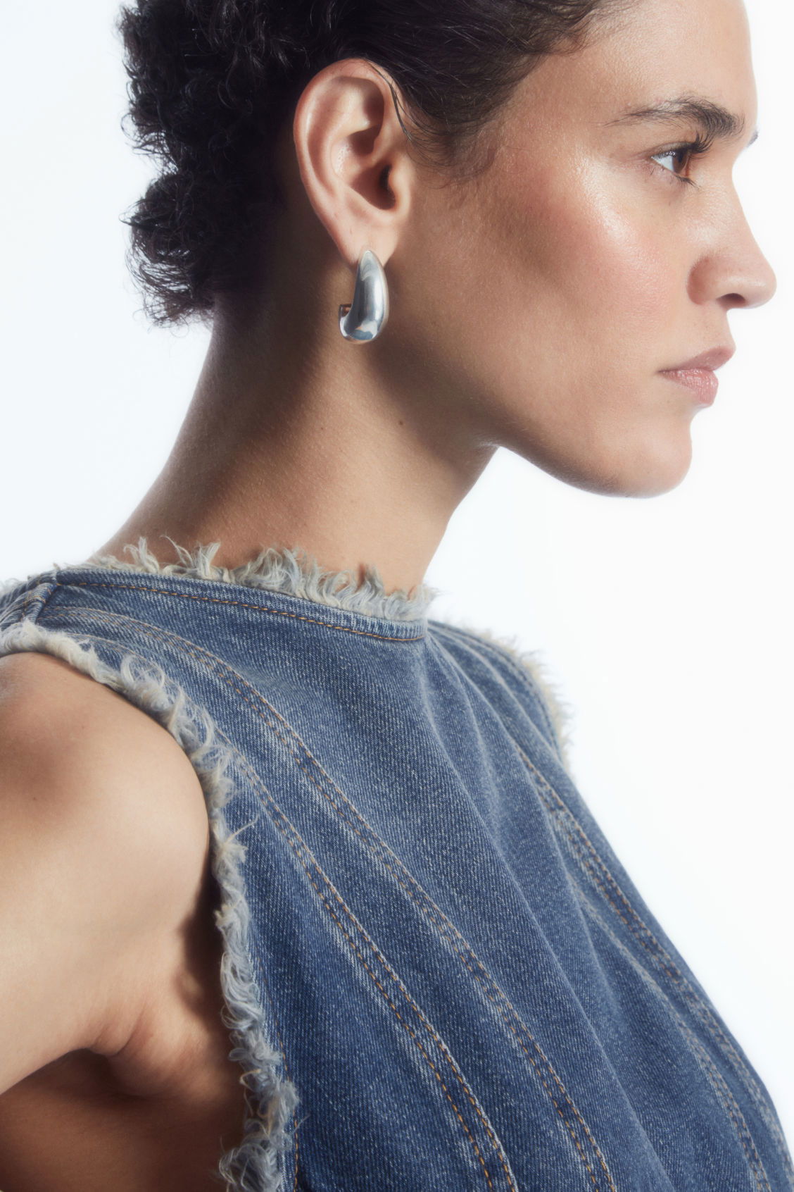 COS Asymmetric Panelled Denim Midi Dress