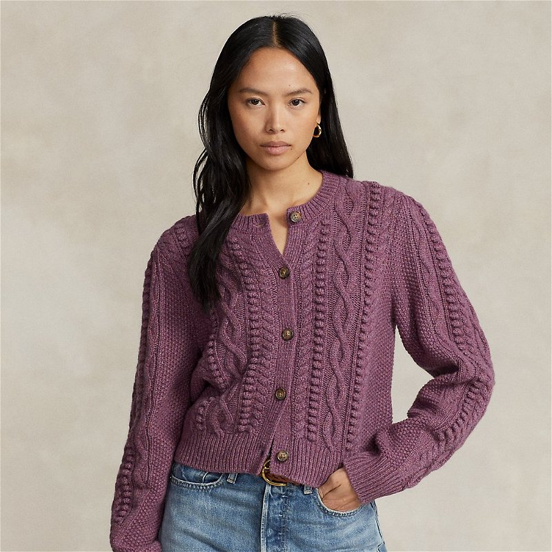 Polo Ralph Lauren Aran Cable Knit Wool-Cashmere Cardigan