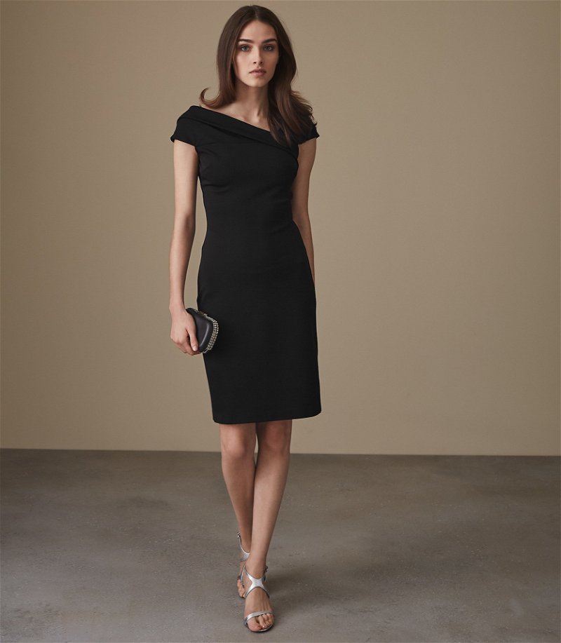 REISS Lyn Asymmetric Bardot Dress | Endource
