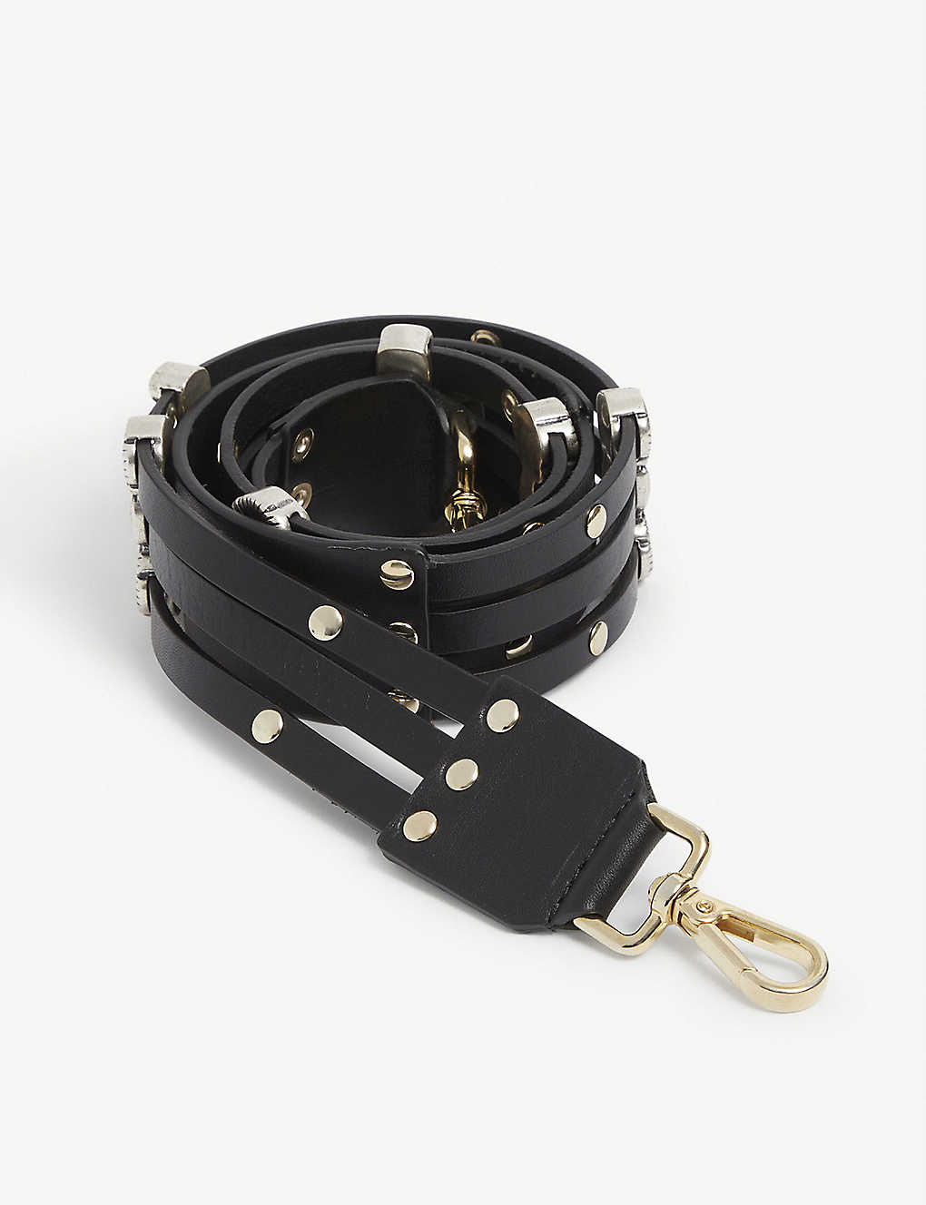 120STUDLEATHER Black leather strap with studs - Straps - Maje.com