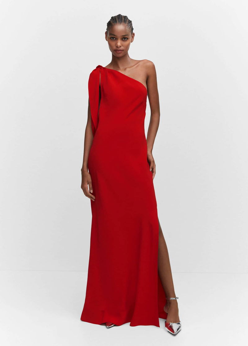 mango asymmetric bow dress MANGO - Asymmetrical Dress with bow detail Orange