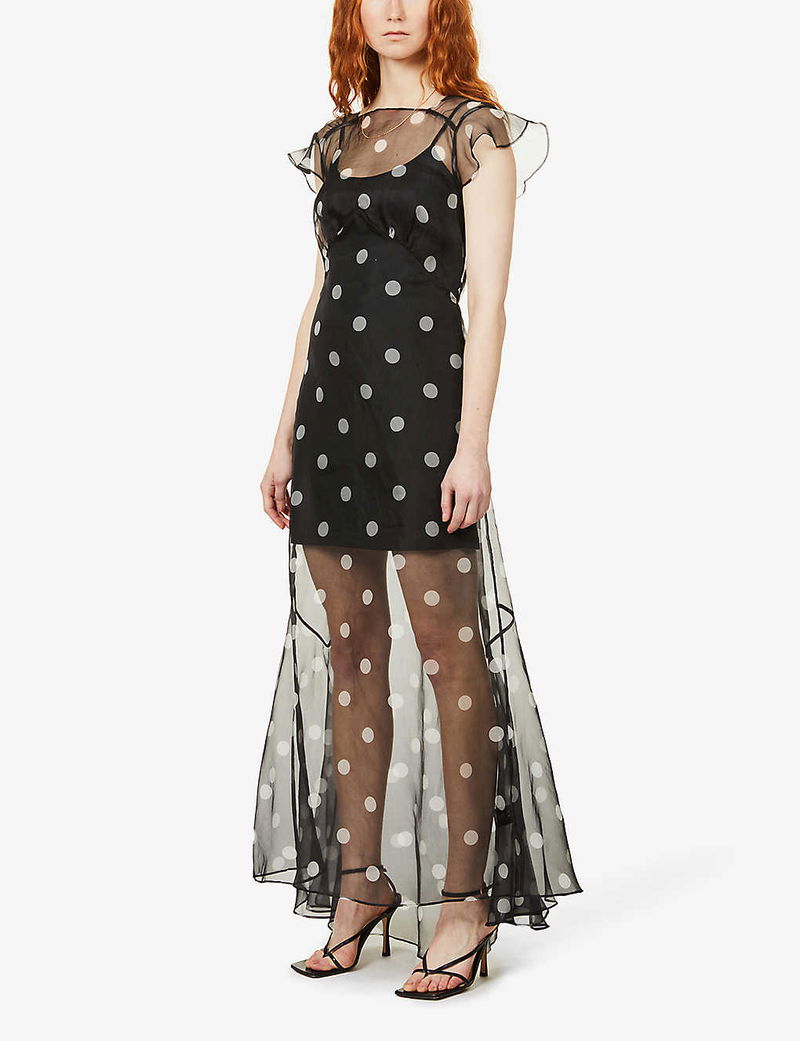 SIR Margot Polka-Dot Silk Maxi Dress | endource