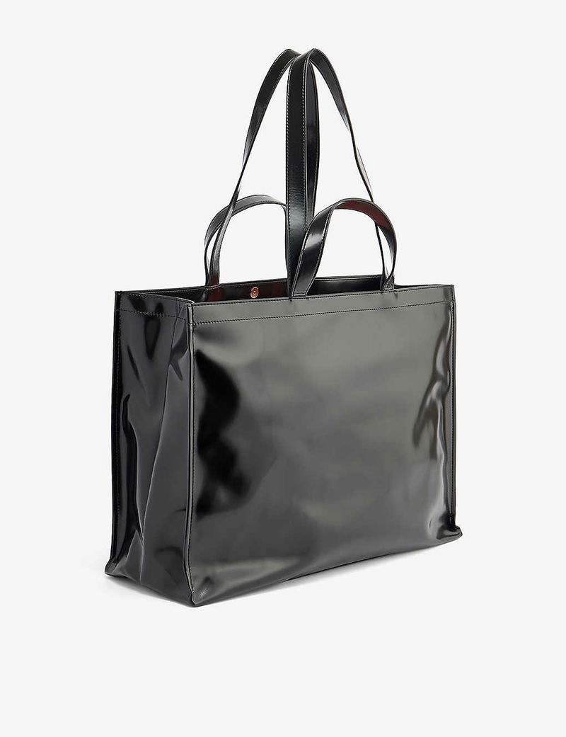 Black Logo-embossed rubber tote bag, Acne Studios