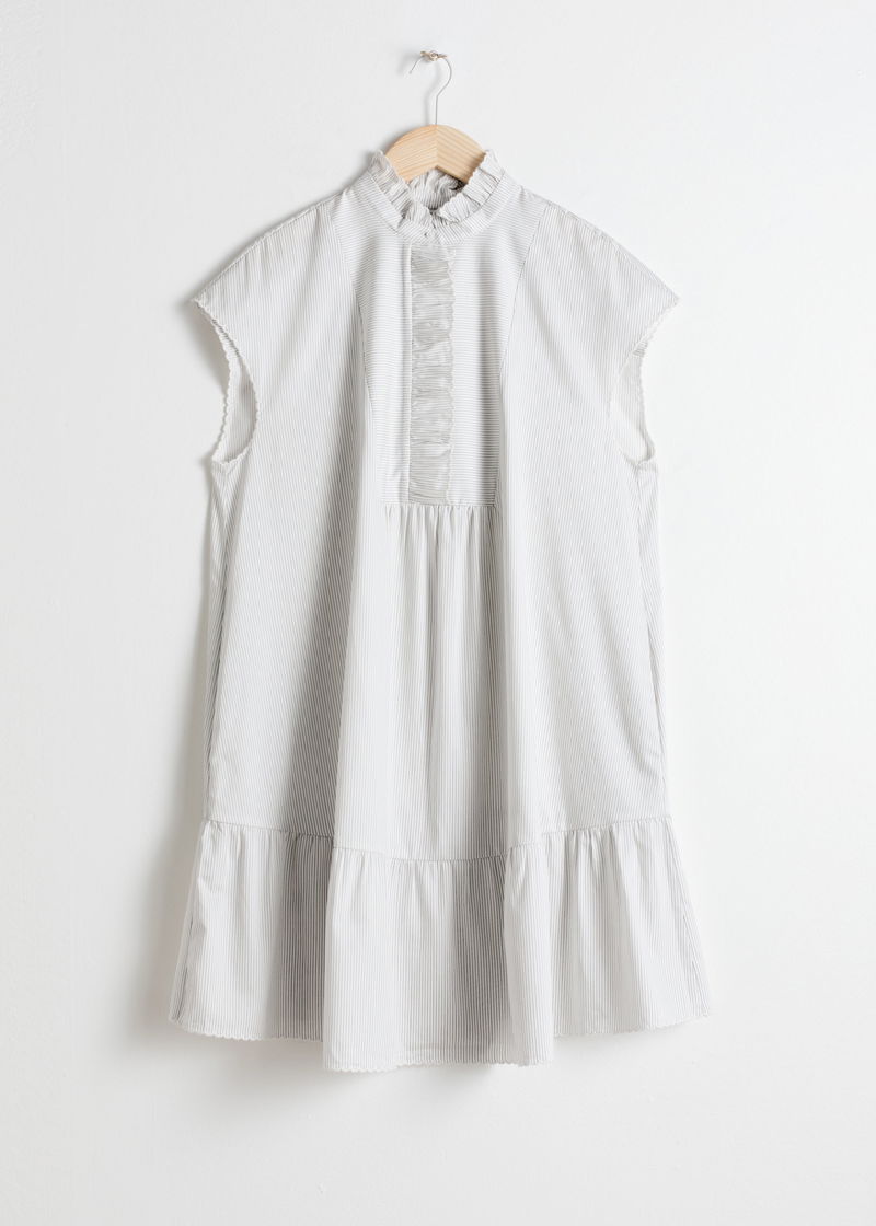 ruffle bib shirt dress Ruffled Floral Shirt Dress
