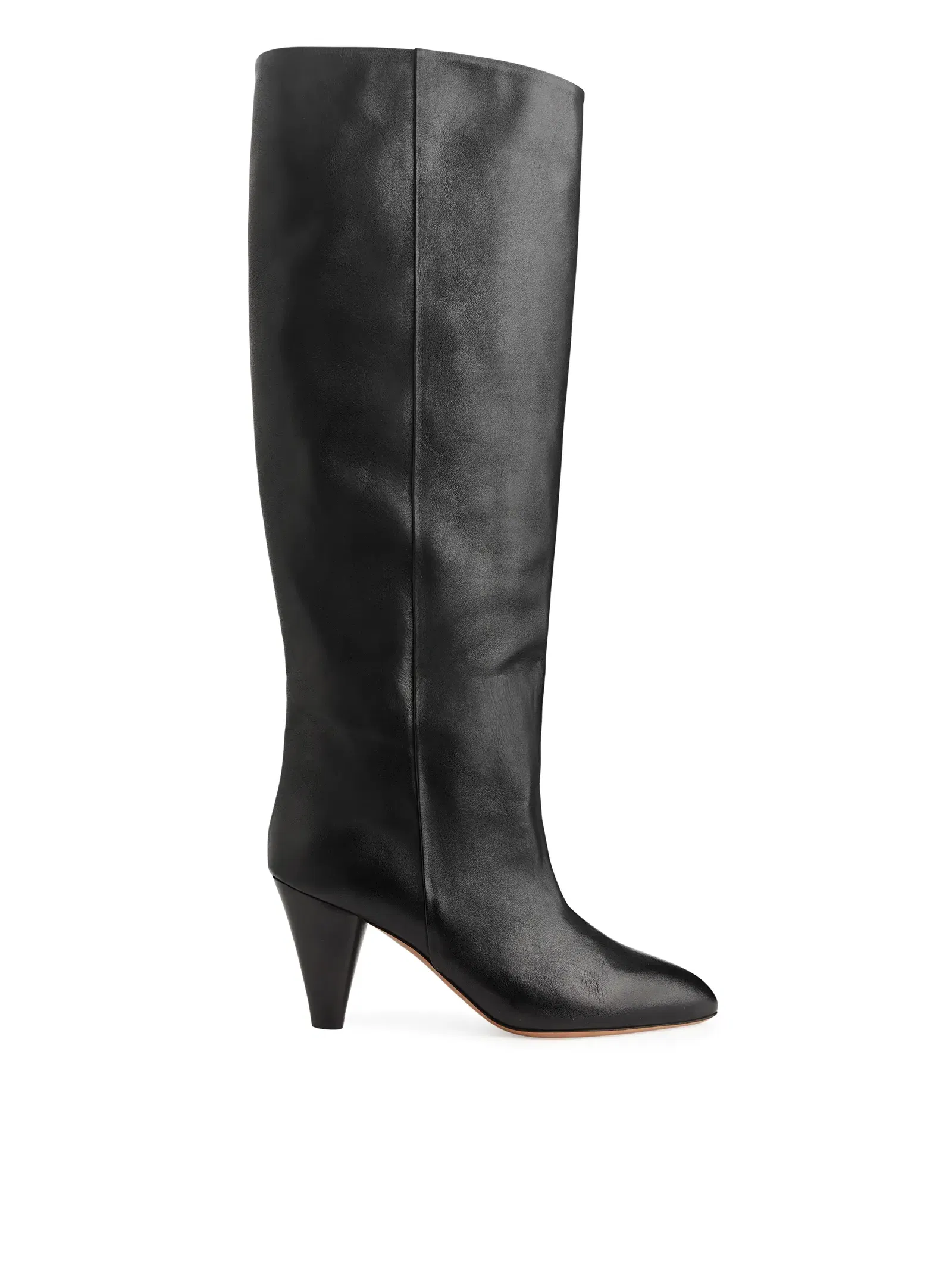 ARKET Wide-Shaft Leather Boots in Black | Endource