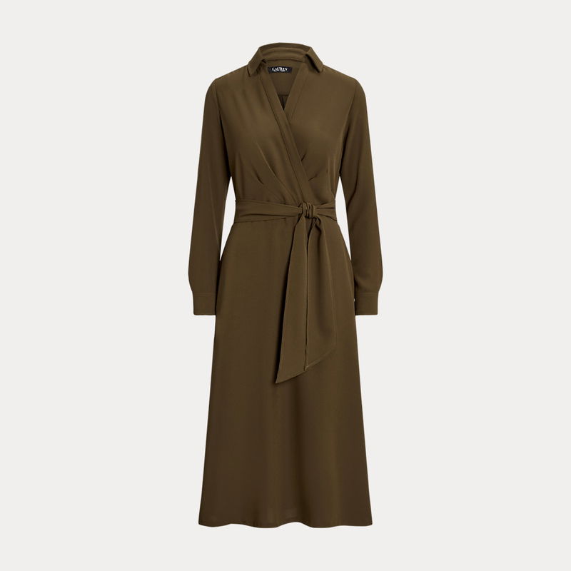 forest green midi dress with sleeves Current Air Women's Belted Buttondown Shirt Dress FOREST GREEN / S