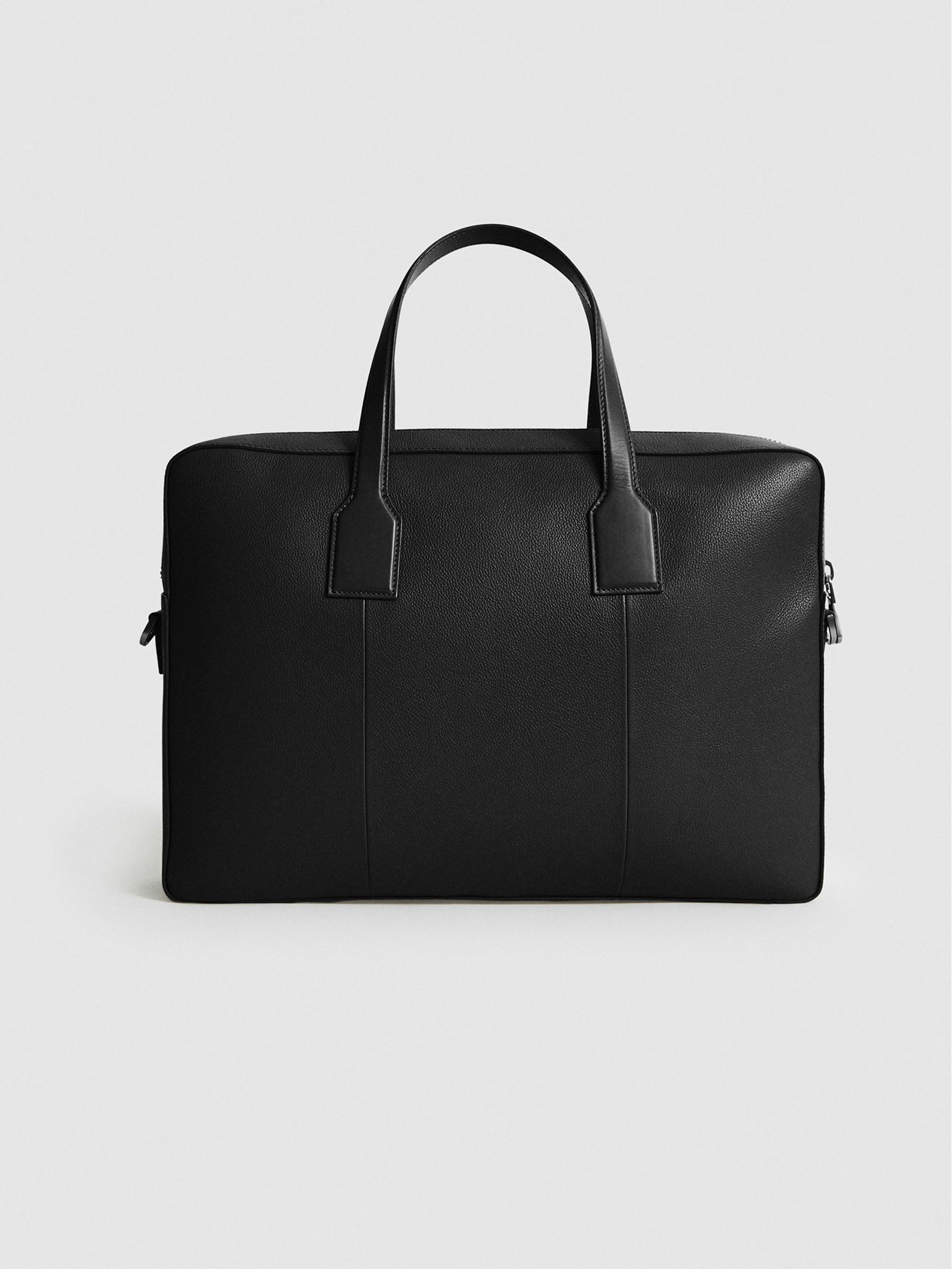 REISS Elliott Leather Briefcase in Black | Endource