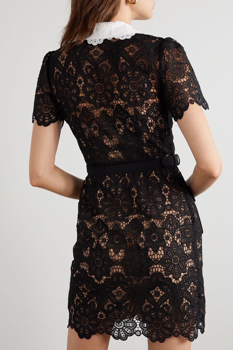 red lace dress no sleeves Sevila Long Sleeve Mini Dress in Deep Red Lace main image 1
