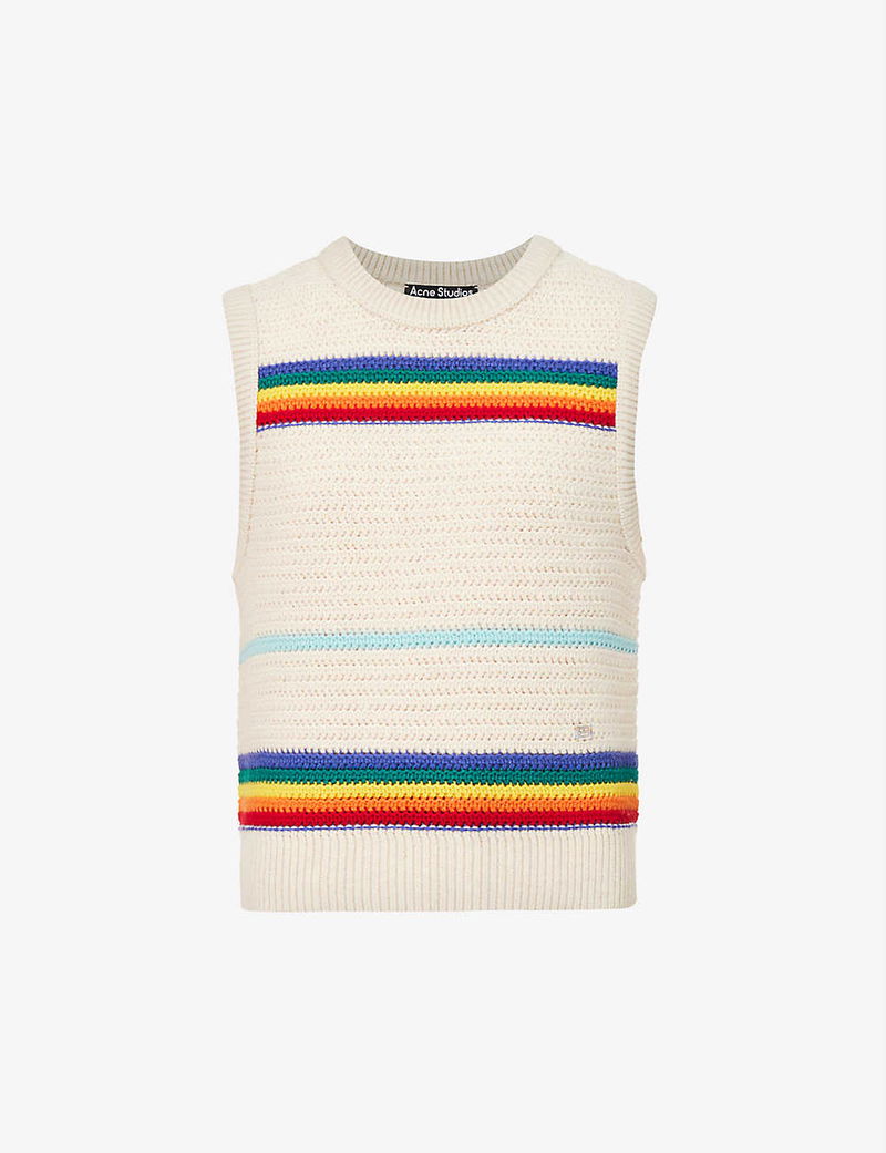 ACNE STUDIOS Kavram Rainbow-Embroidered Sleeveless Wool Jumper in  