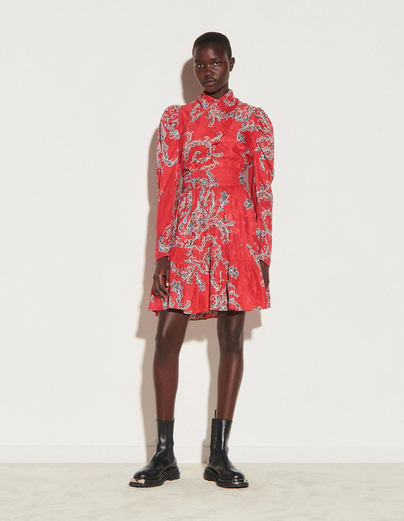sandro short printed silk dress Sandro Silk Mini Dress