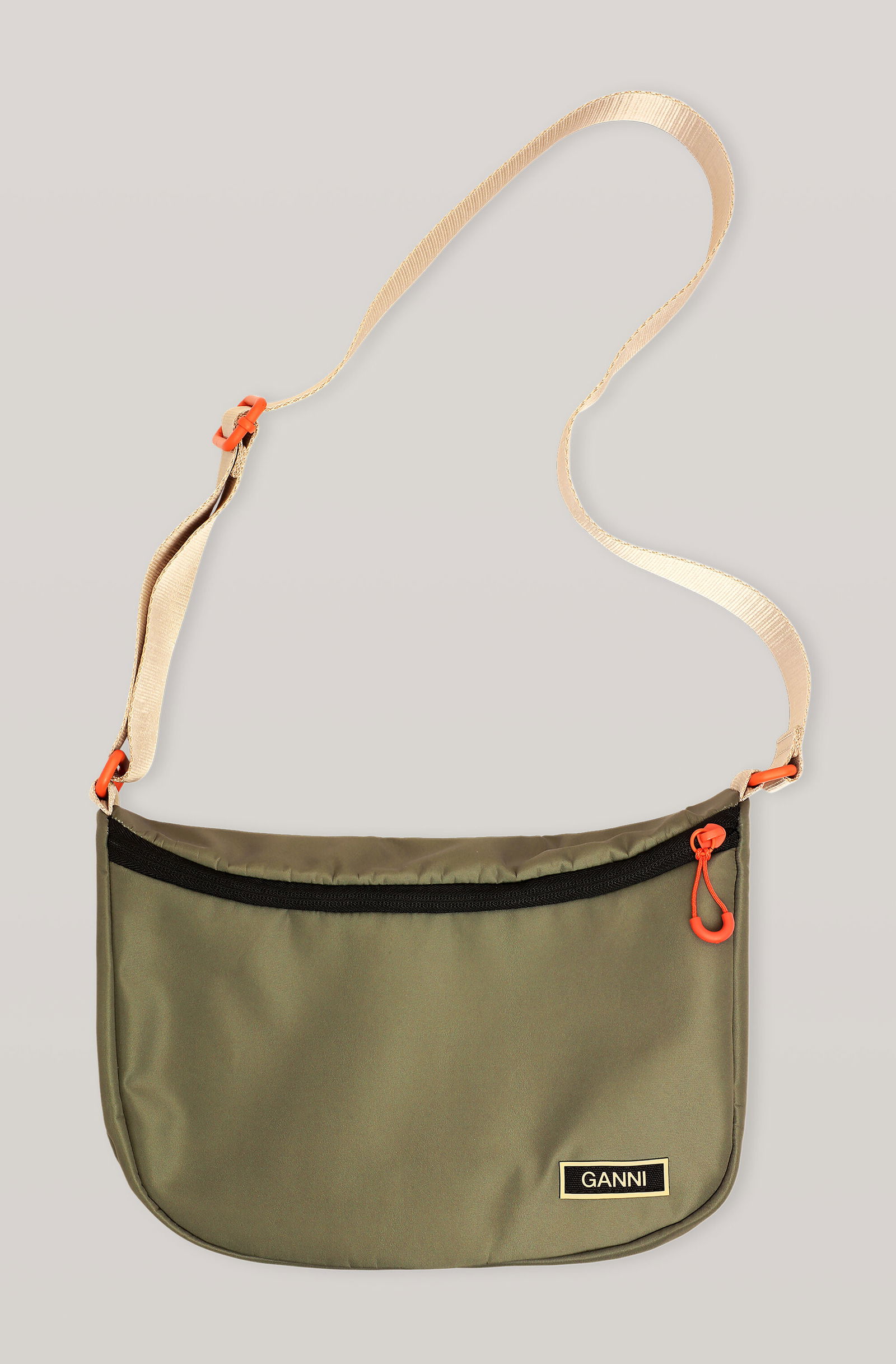 GANNI Seasonal Recycled Tech Shoulder Bag in Brazilian Sand Endource