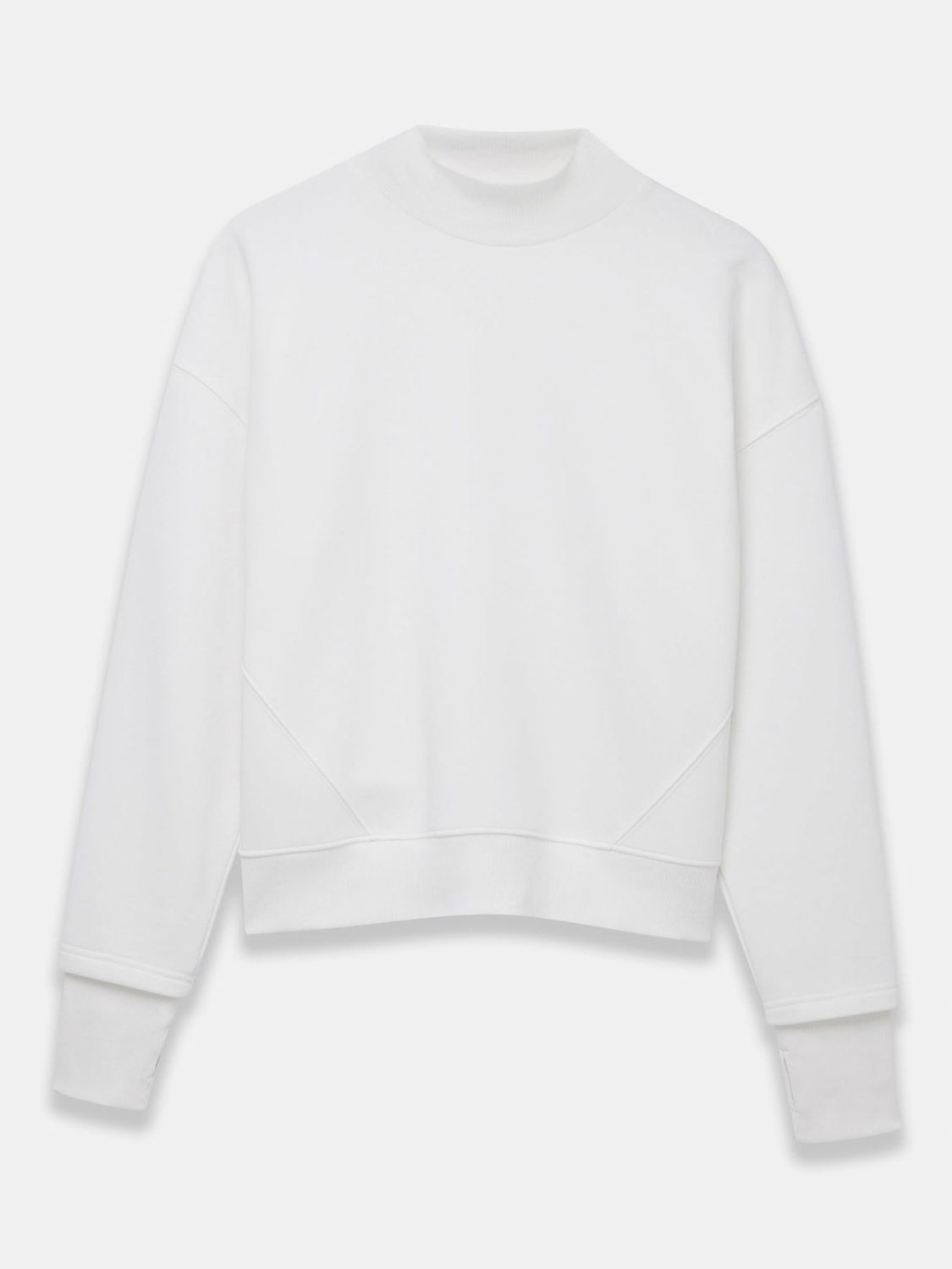 Mint Velvet Seam Detail Turtle Neck Sweatshirt in White Ivory | Endource