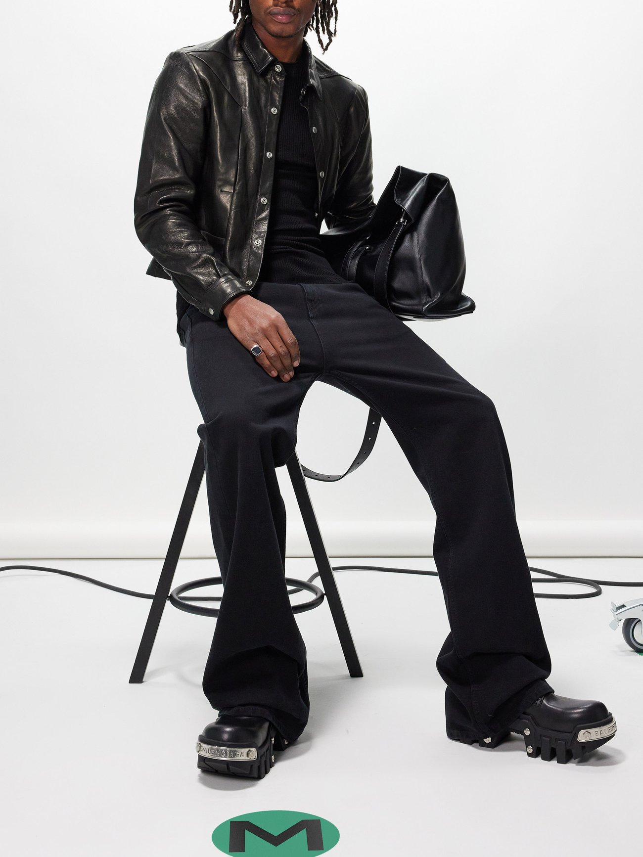 RICK OWENS Alice Strobe Panelled Leather Jacket | endource