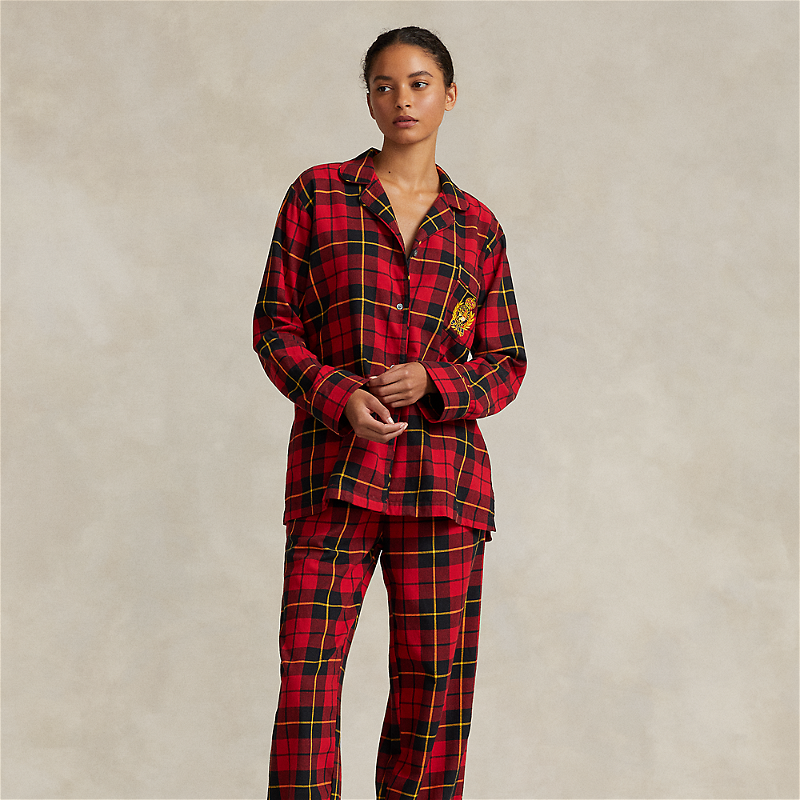 POLO RALPH LAUREN Plaid Flannel Pyjama Set in Red