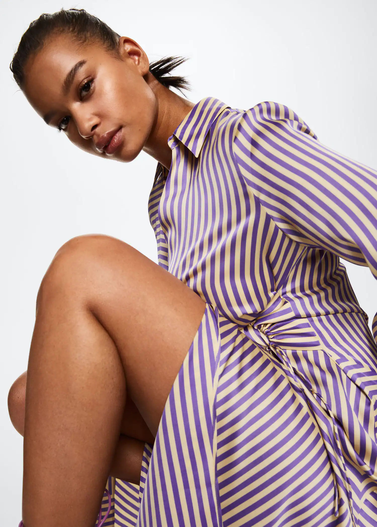 mango striped satin dress MANGO Striped Satin Dress