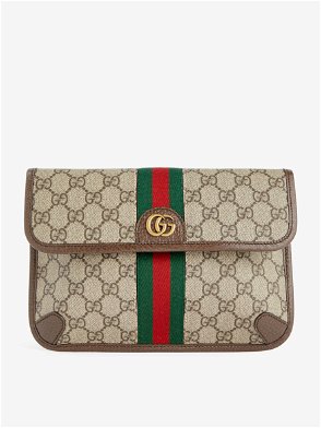 Gucci: Beige GG Supreme Ophidia Cosmetic Case