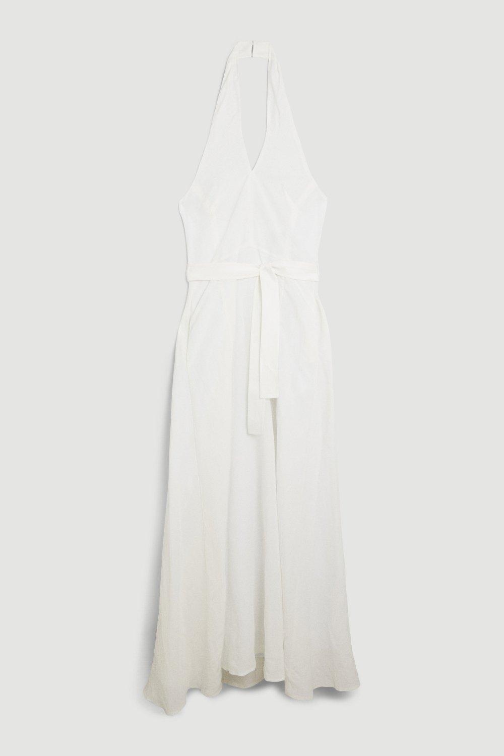 lydia millen linen tie belted midaxi dress