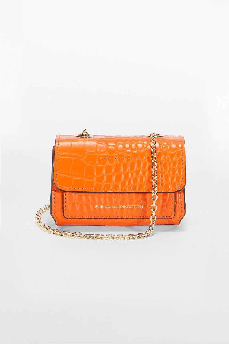 Croc-Embossed Leather Mini Crossbody Bag