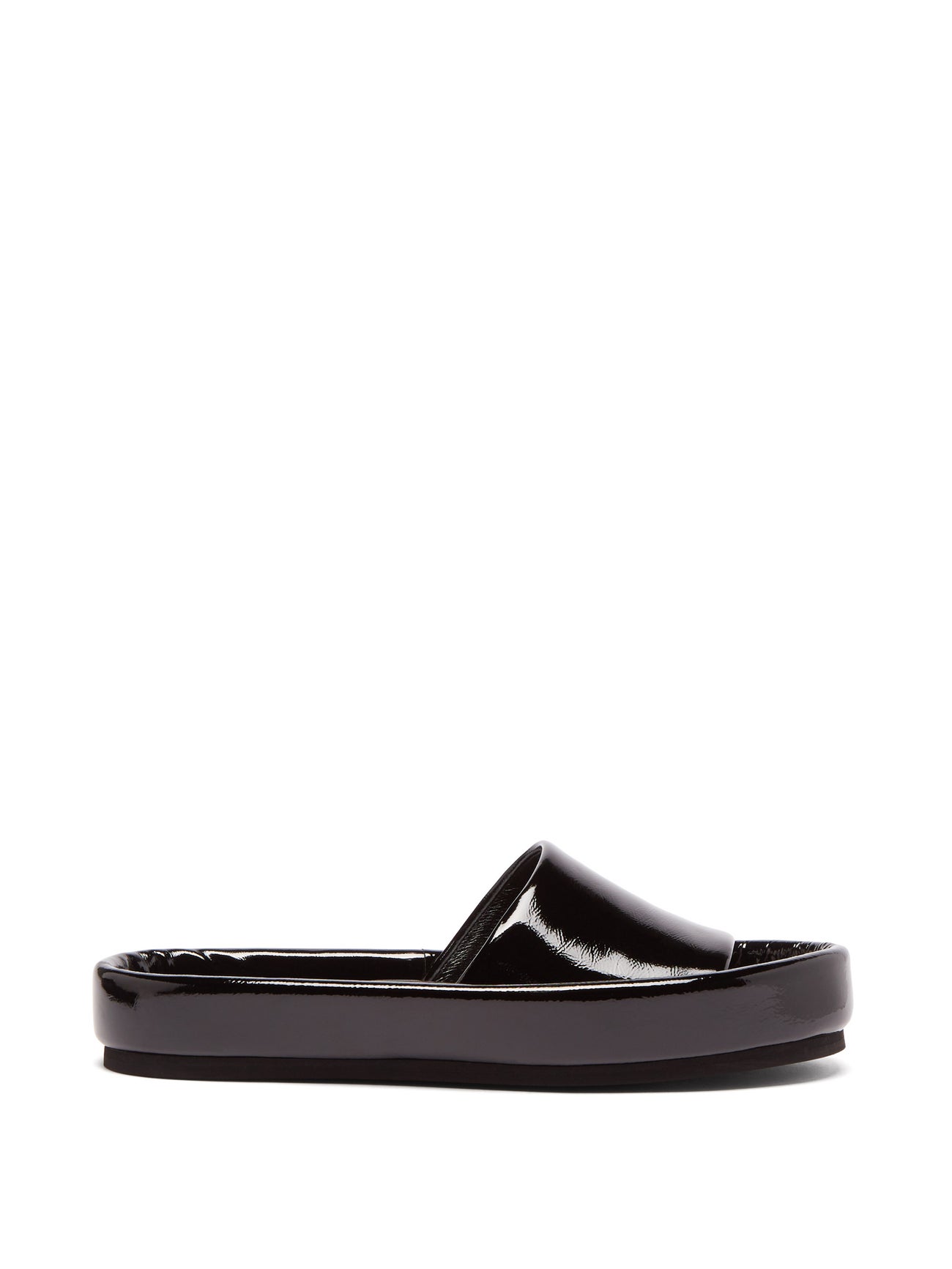 KHAITE Venice Patent-Leather Slides | endource