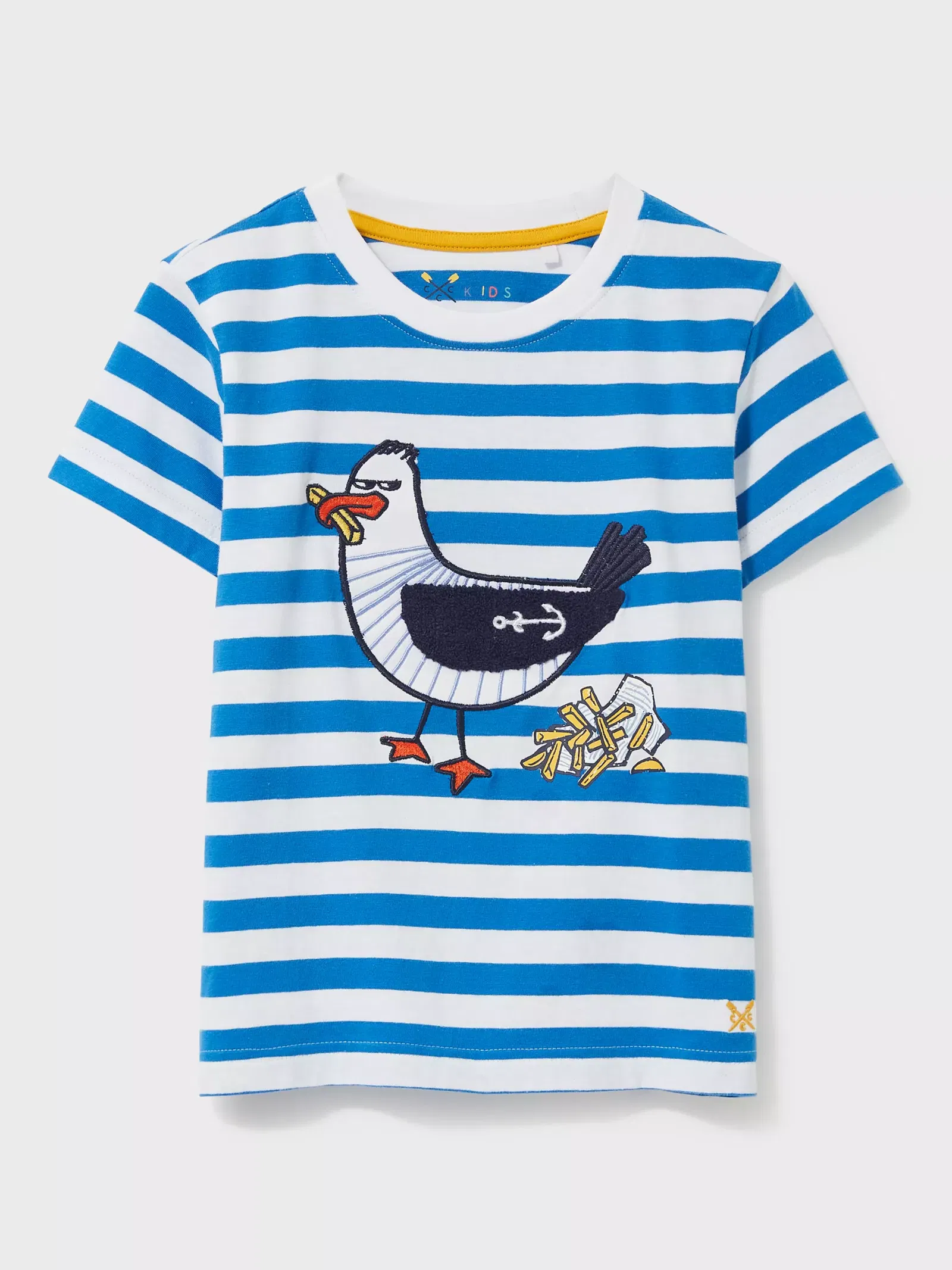 CREW CLOTHING Seagull Stripe T-Shirt in White/Blue | Endource