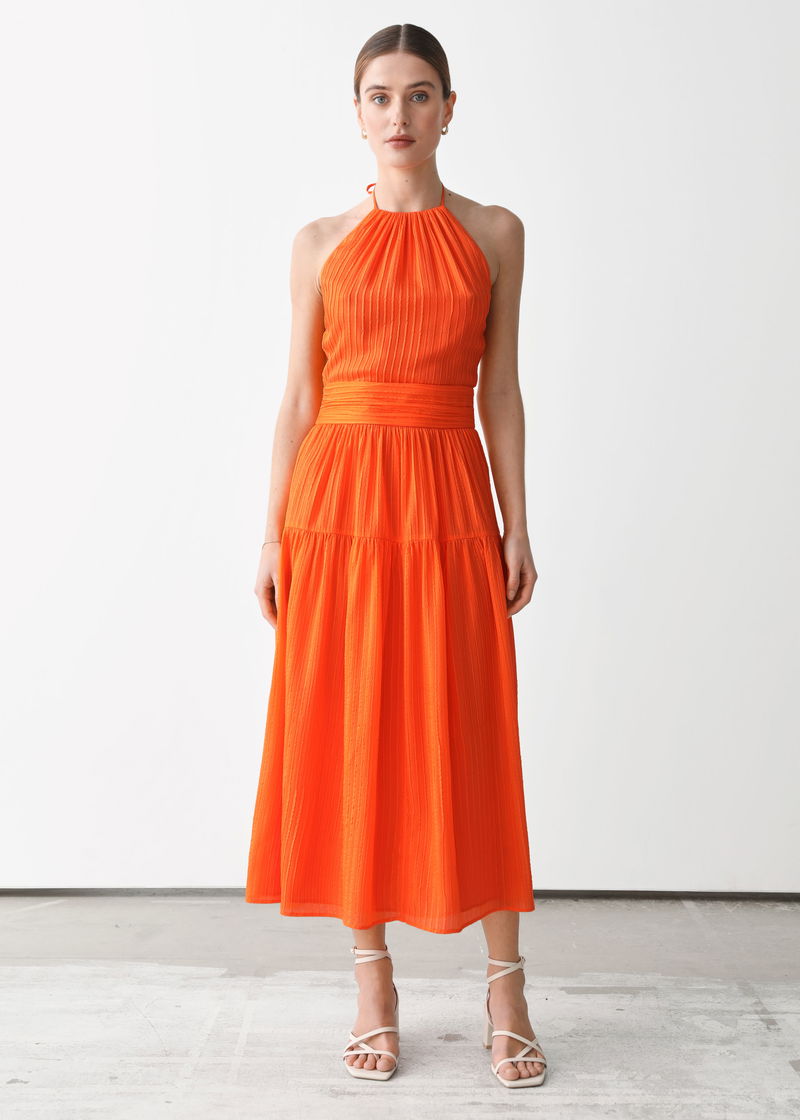 open lace back dress &amp; other stories orange dress  Venus