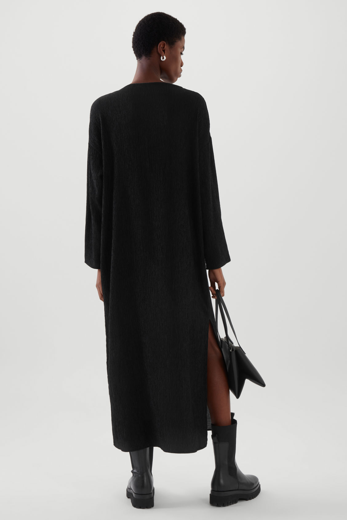 knee length dresses for ladies COS Pleated Knitted Maxi Dress Green – The Dress Nook main image 1
