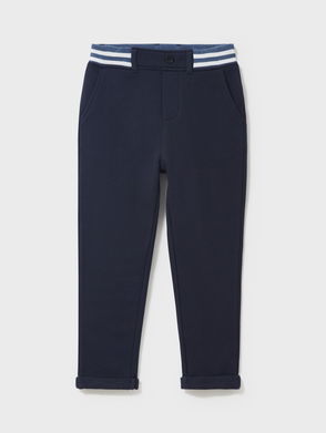 CREW CLOTHING Stripe Waistband Joggers in Chambray Blue