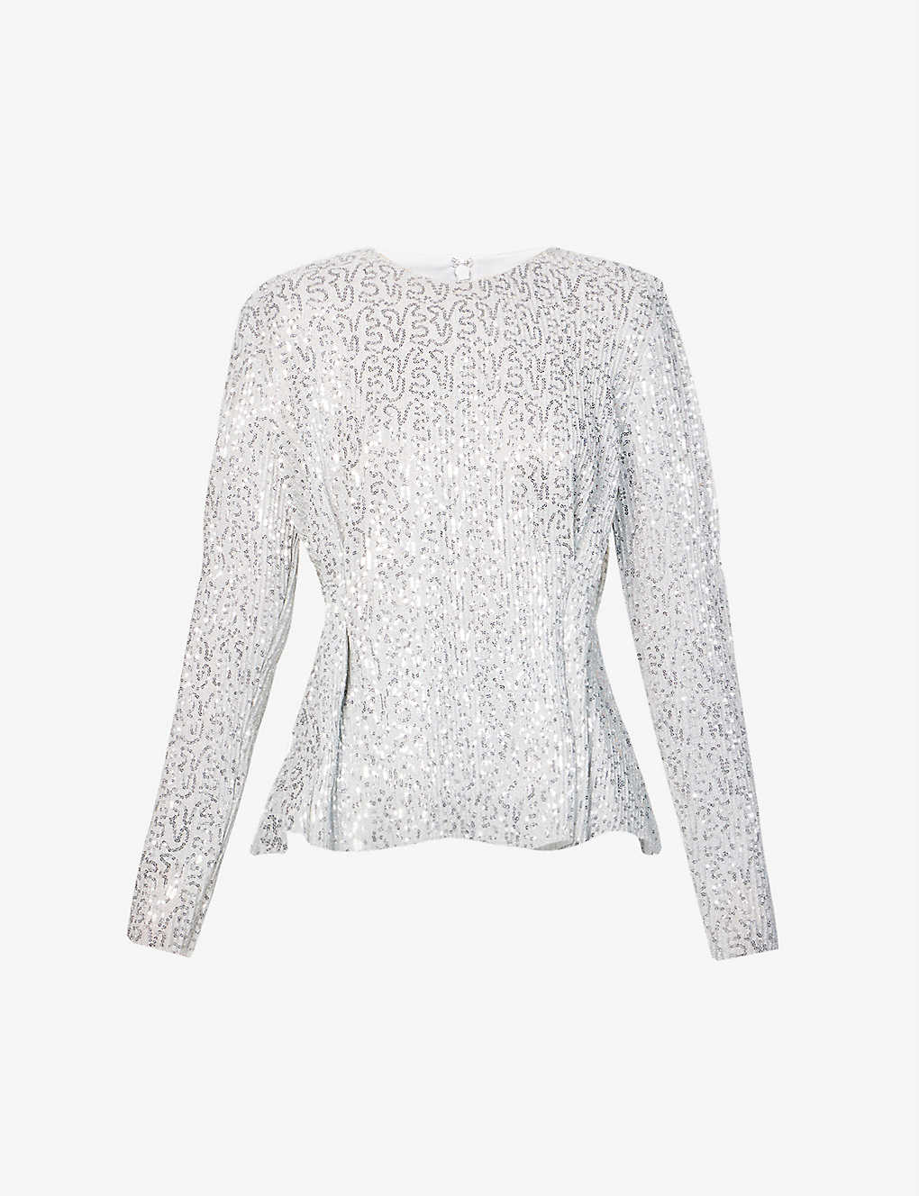 STINE GOYA Gloria Sequin-Embellished Woven Top in SILVER | Endource