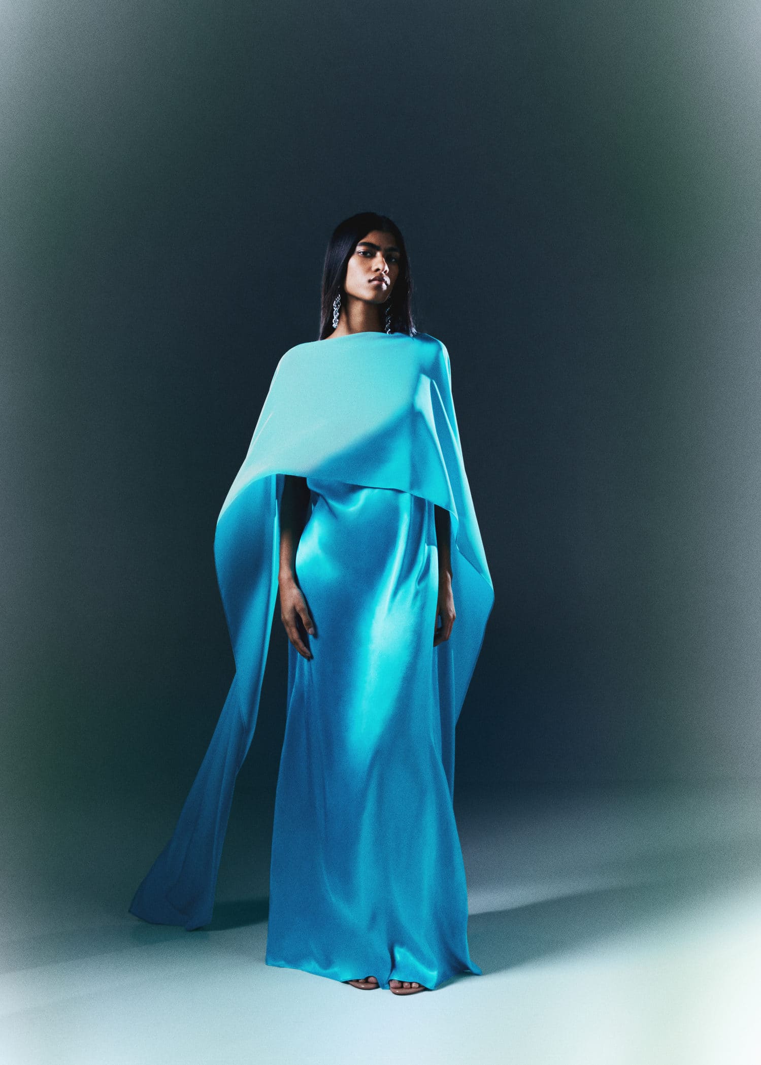 sachin and babi light blue dress MANGO Cape Open Back Dress