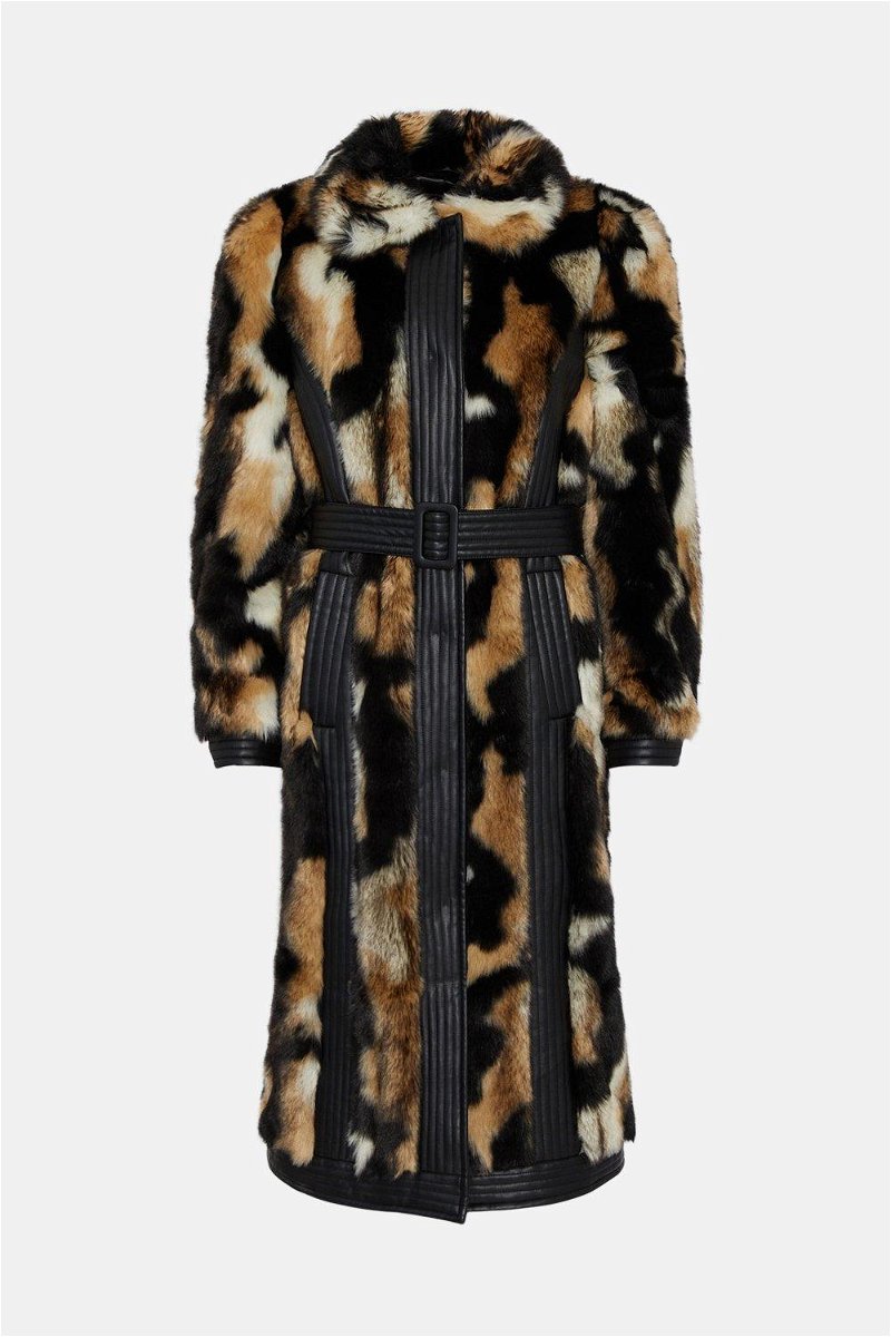 NANUSHKA Carian oversized belted faux fur coat