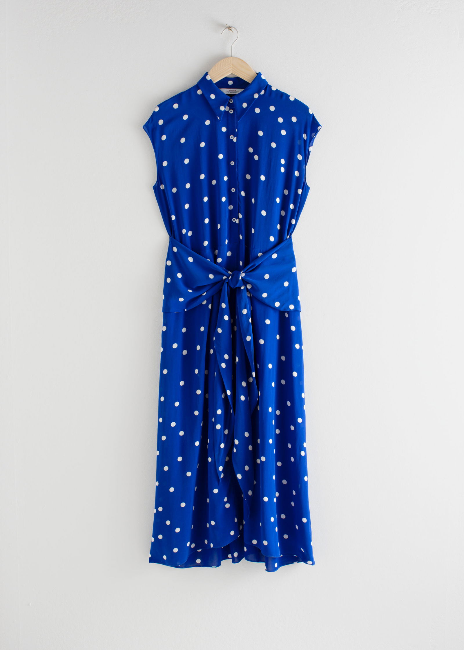 & other stories waist knot midi dress Asymmetric Wrap-Knot Midi Dress - Light Yellow