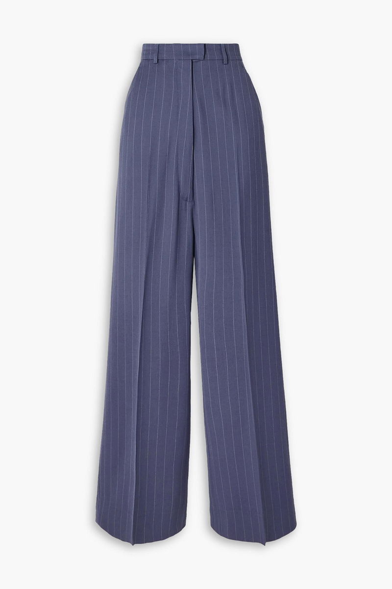 ACNE STUDIOS Pinstriped Woven Wide-Leg Pants in Blue