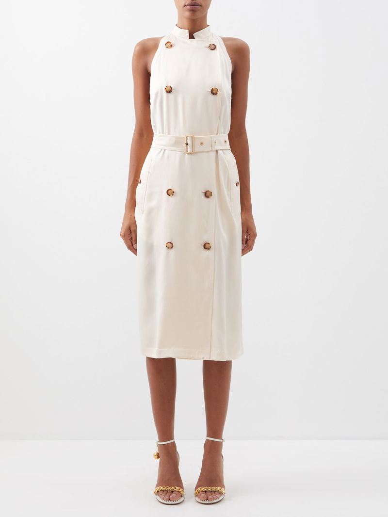 burberry london silk dress Burberry London Silk V Neck Shift Dress, Yellow color, summer casual midi length