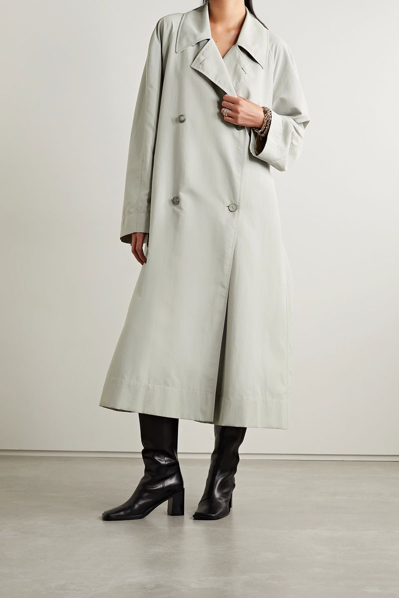 THE ROW Agathan Belted Shell Trench Coat in Gray | endource