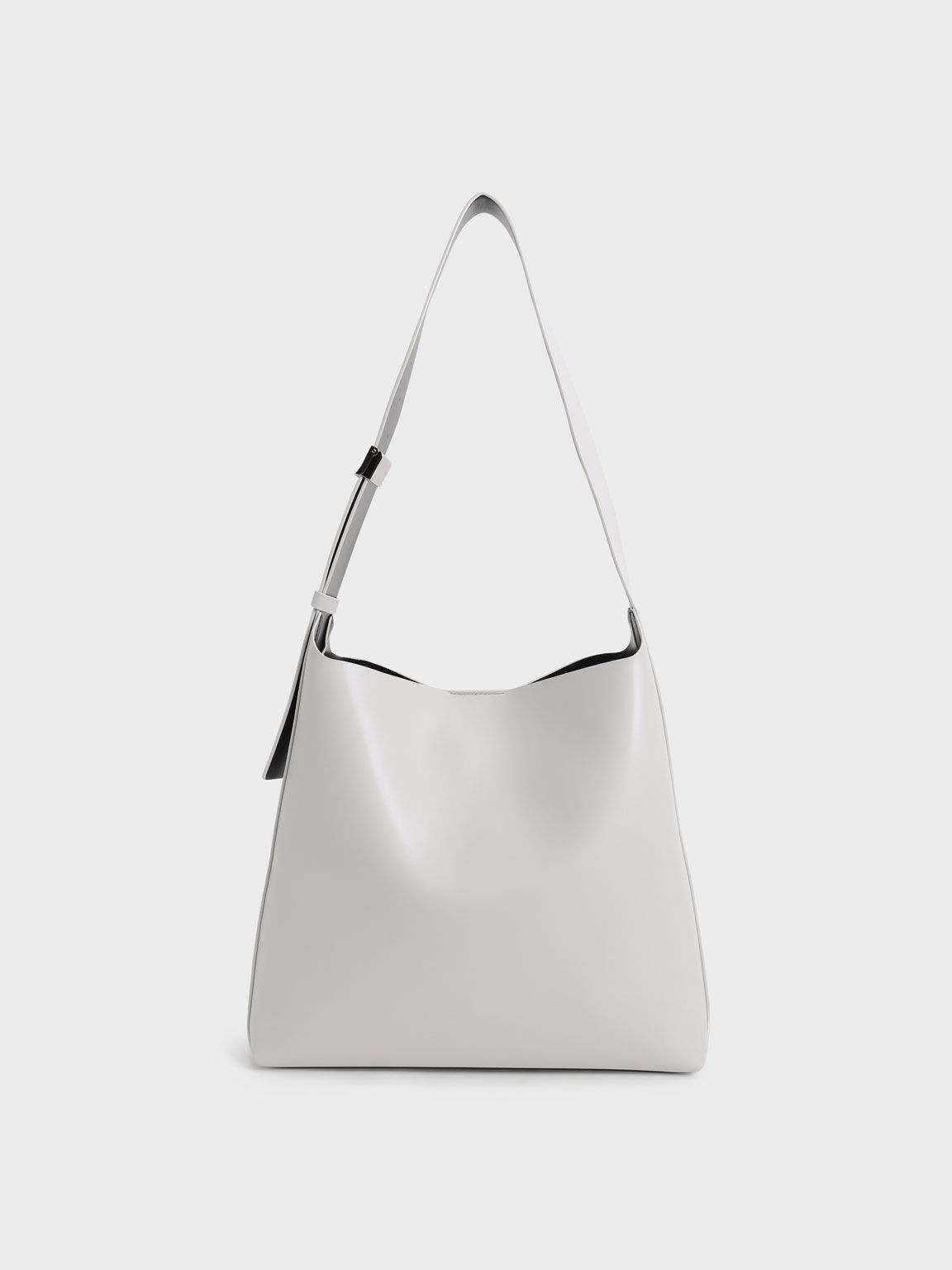 CHARLES & KEITH Edna Large Hobo Bag in Light Grey | Endource