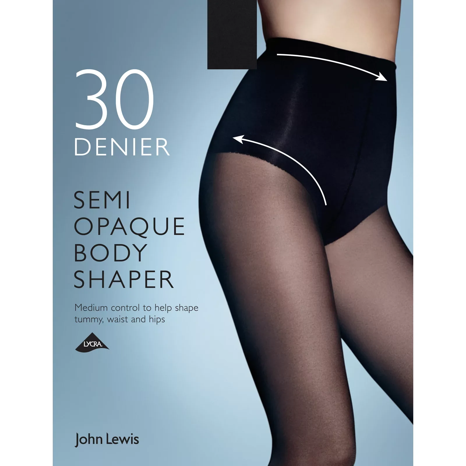 John Lewis 60 Denier Opaque Body Shaper Tights, Black at John