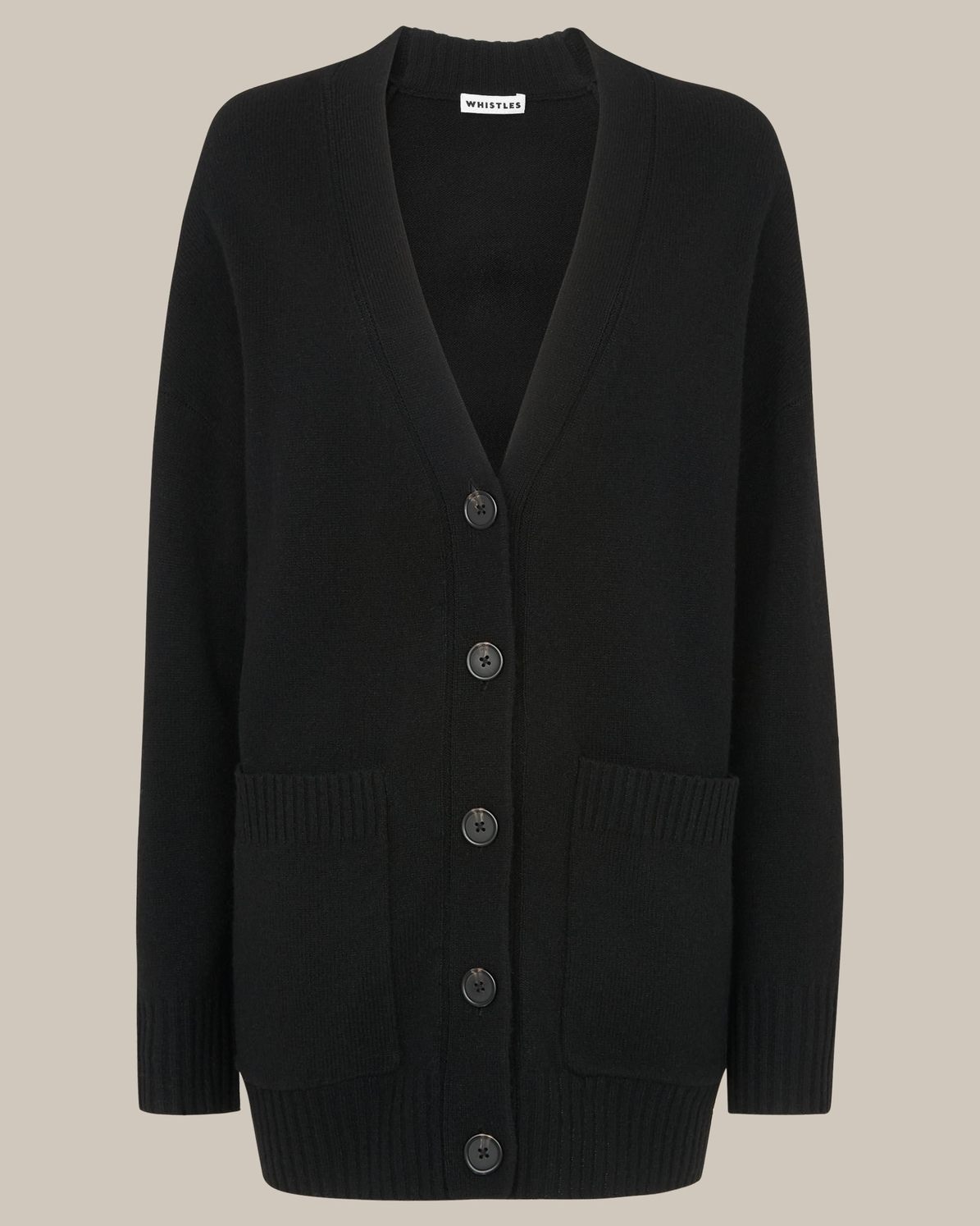 Dark Grey Wool Relaxed Pocket Cardigan, WHISTLES