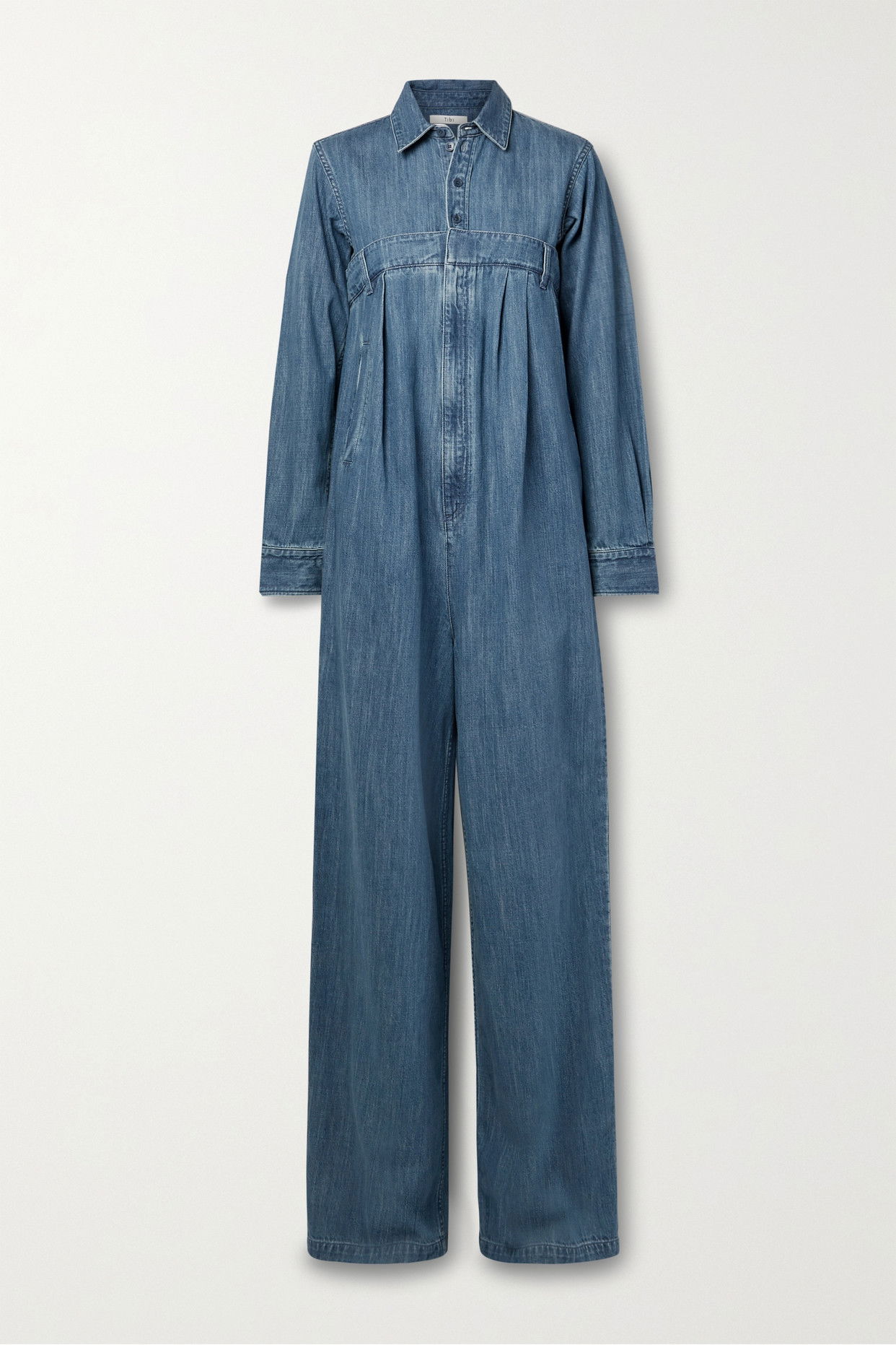TIBI Pleated Denim Jumpsuit endource