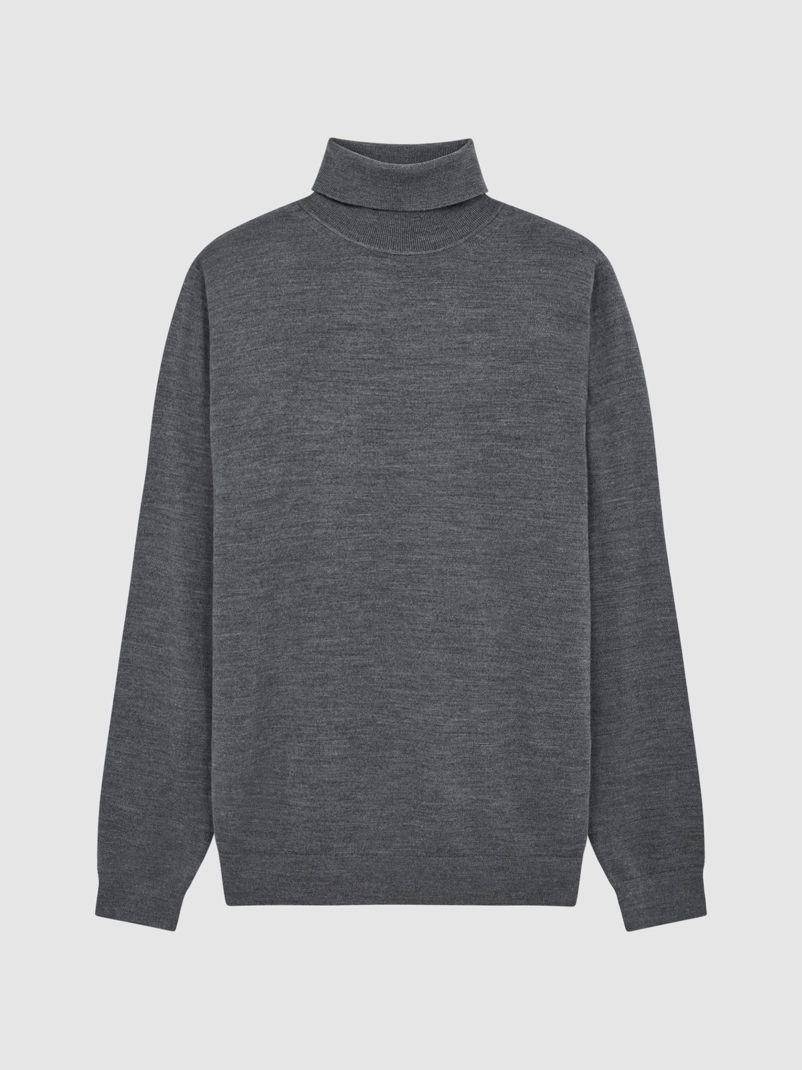 REISS Caine Slim Fit Merino Wool Funnel Neck Jumper in Derby Grey Marl ...