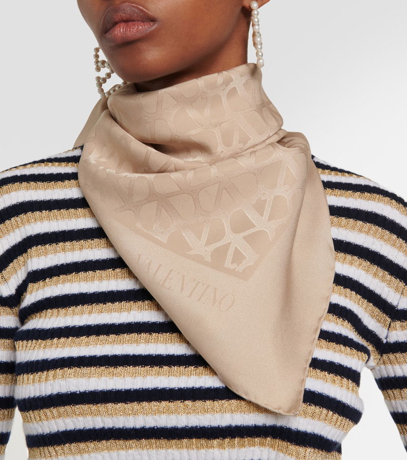 Toile Iconographe Silk Twill Scarf in Black - Valentino