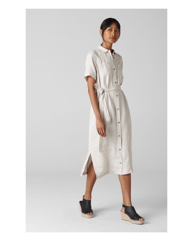 WHISTLES Bella Linen Shirt Dress in Stone Endource