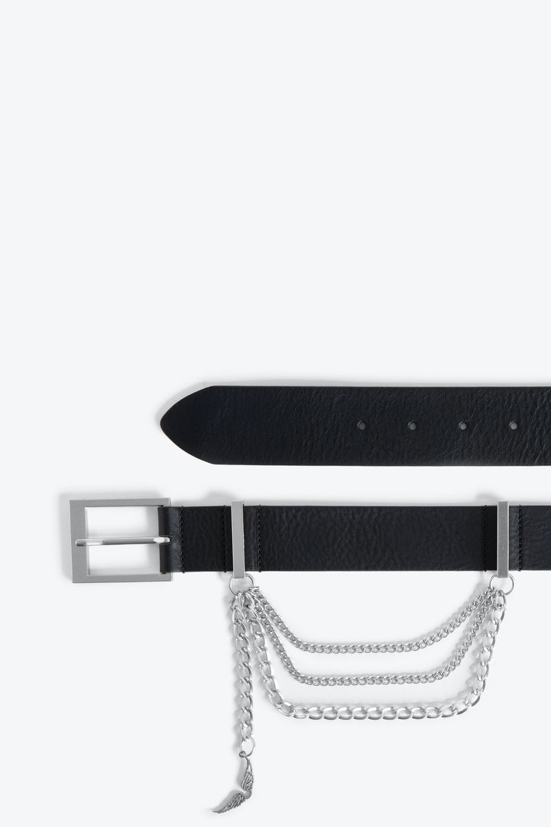 Zadig & Voltaire ROCK CHAIN BELT VEGETABLE LEAT - Belt - noir