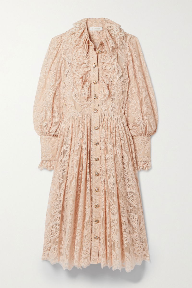 ZIMMERMANN Kaleidescope Crystal-Embellished Ruffled Cotton-Blend