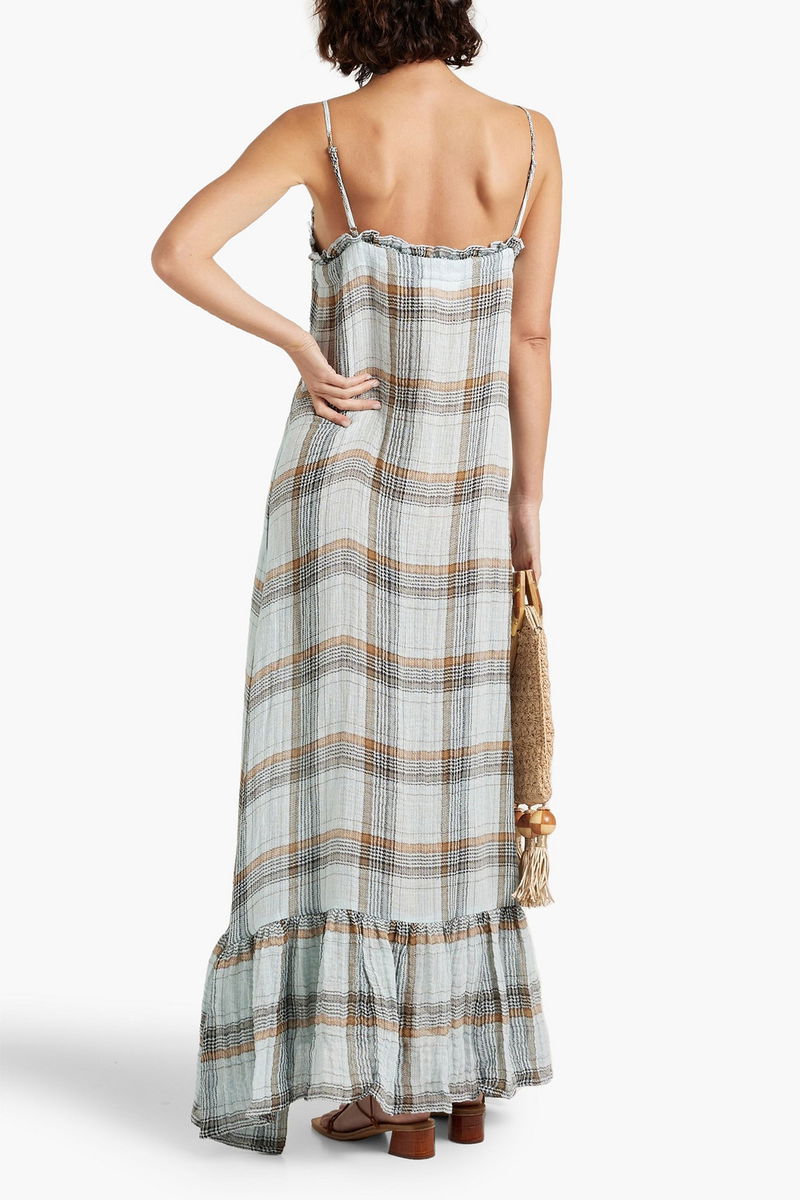 chinese dress ladies Lisa Marie Fernandez Women's The Column Dress, Lavender Sorrento, Linen | Size: 4/L