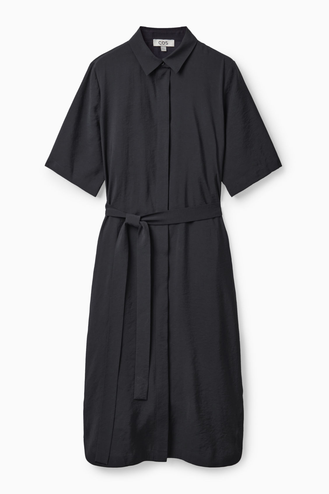 COS Belted Midi Shirt Dress in DARK NAVY | Endource