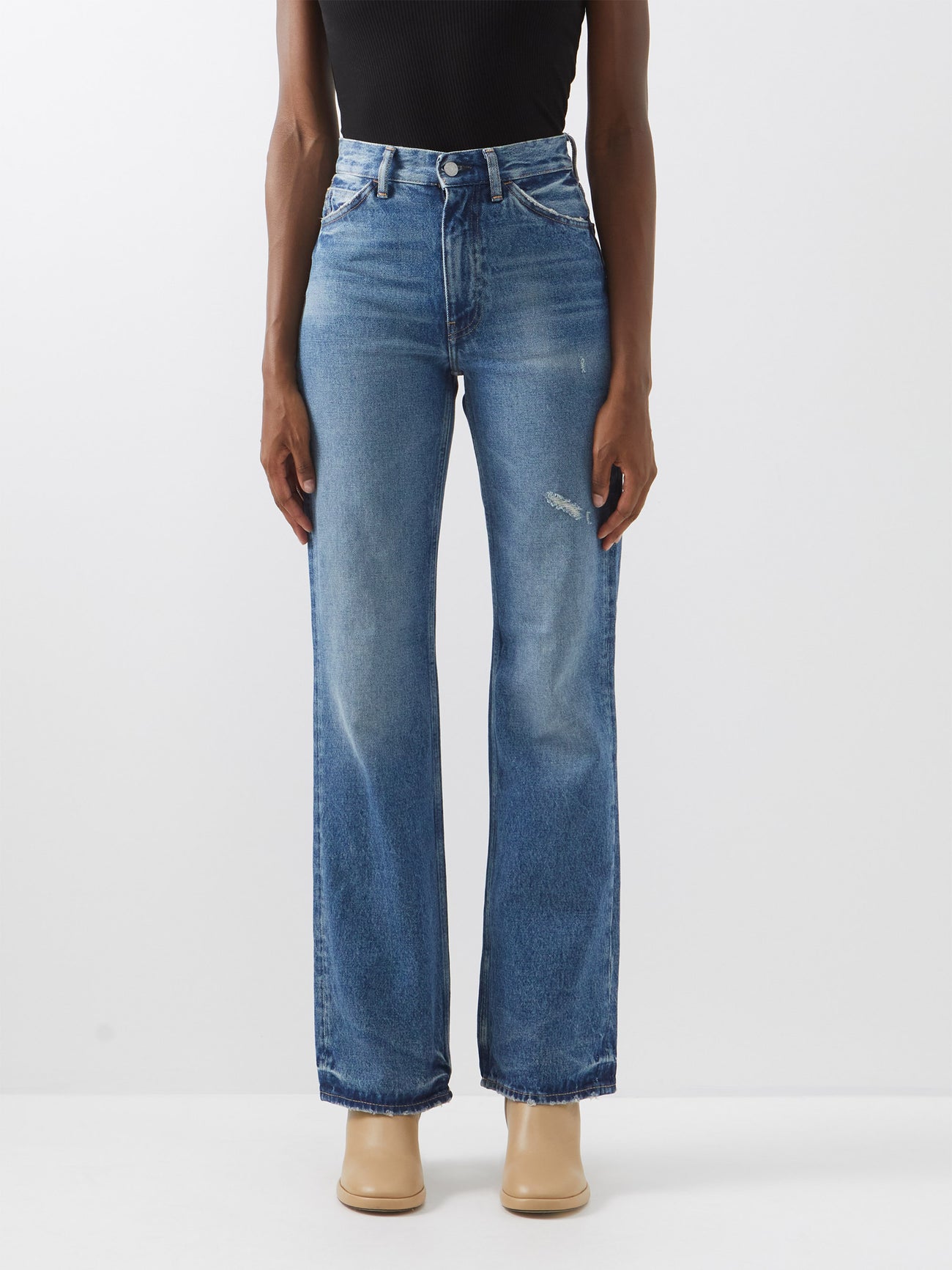 ACNE STUDIOS 1977 High-Rise Bootcut Jeans in Blue | Endource